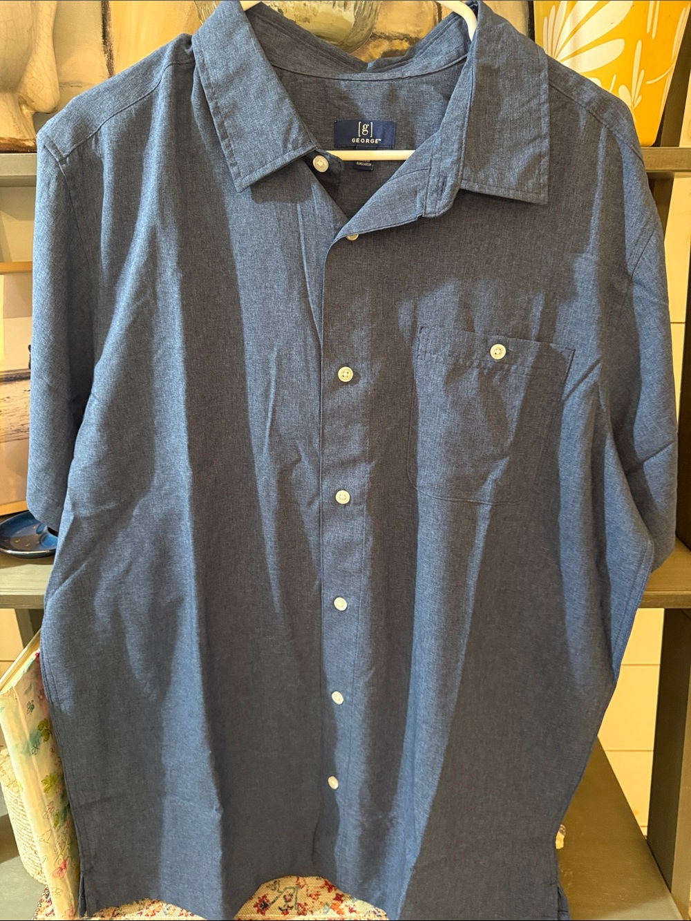 George Men's Dark Blue Casual Button-Down Shirt